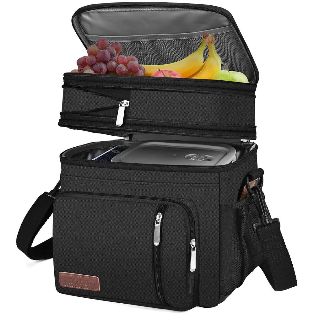 Lunch Bag & Lunch Box for Men Women, Double Deck Leakproof Insulated Soft